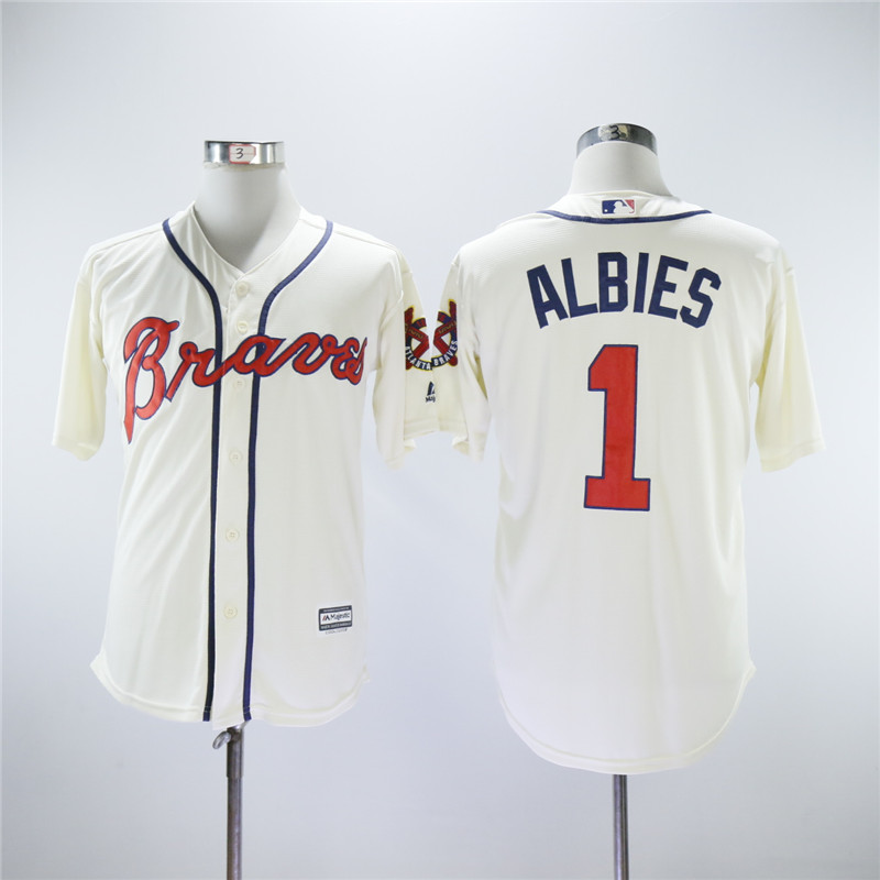 Men Atlanta Braves #1 Albies White MLB Jerseys